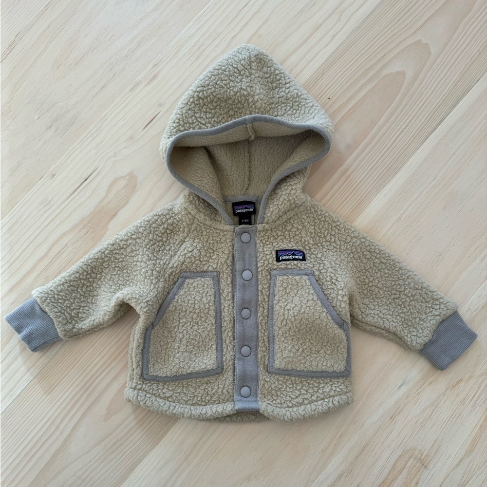 Patagonia Kids Fleece Jacket in Cream and Gray